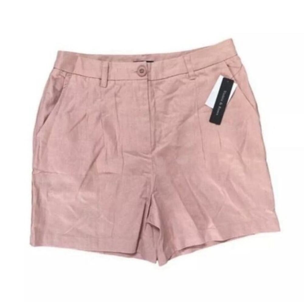 NWT Violets & Roses Pleated Casual Linen Blend Shorts Rose  Size 8/29